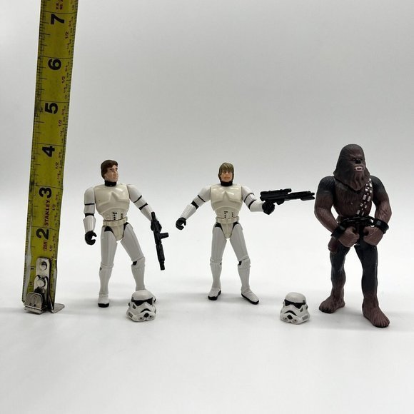 Kenner Star Wars Action Figures Luke Skywalker, Hans Solo & Chewbacca 1997 Lot - Picture 2 of 3